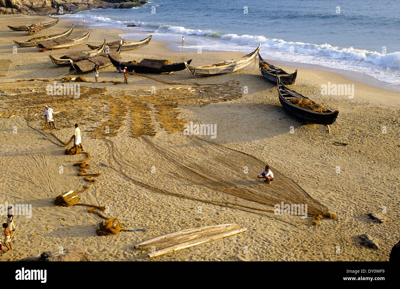 Fisher man's, Kovalam beach. L'état du Kerala.L'Inde du Sud. Banque D'Images