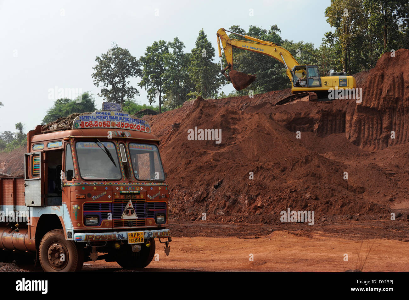 Le Jharkhand EN INDE Noamundi , le minerai de fer pour l'exploitation minière à ciel ouvert, et Tata Steel Banque D'Images