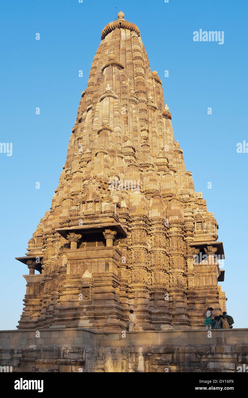 Khajuraho, Inde. Les Temples de Khajuraho, Kandariya-Mahedev Temple, groupe occidental Banque D'Images