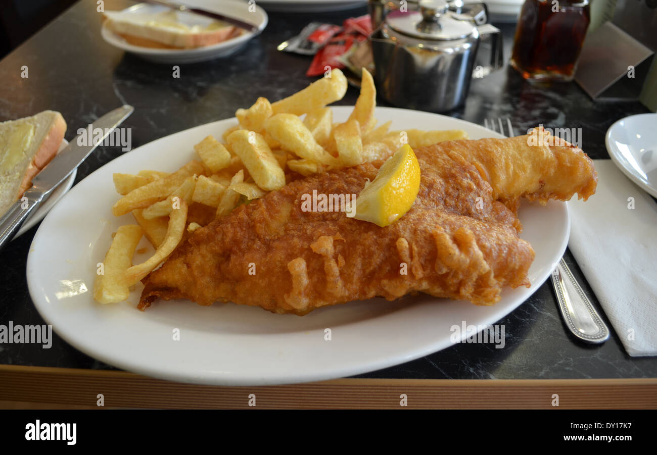 Fish and chips en vacances Banque D'Images