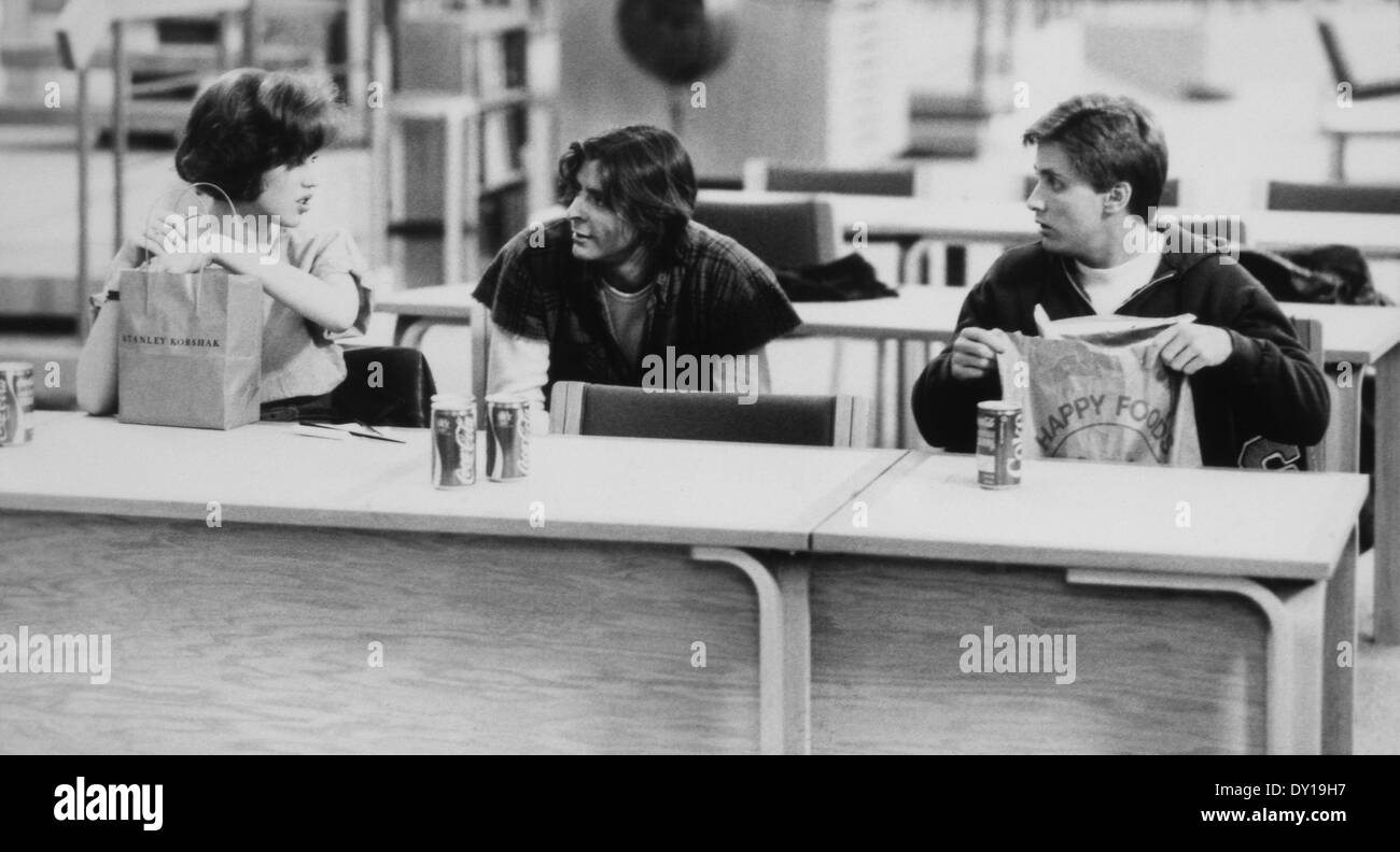 Molly Ringwald, Judd Nelson et Emilio Estevez, sur-ensemble du film, 'Le petit déjeuner Club', 1984 Banque D'Images