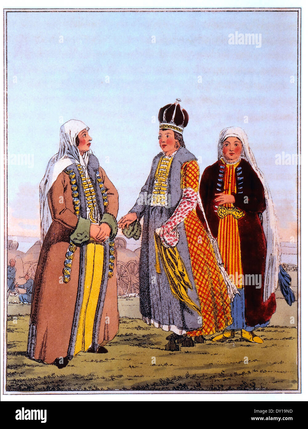 La princesse Nagay serviteur avec d'autres Femme de voyages à travers les provinces du Sud, l'Empire russe dans les années 1793 & 1794 Banque D'Images