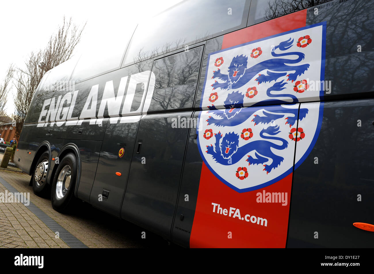 Bus de l'équipe de football de l'Angleterre, Royaume-Uni Banque D'Images