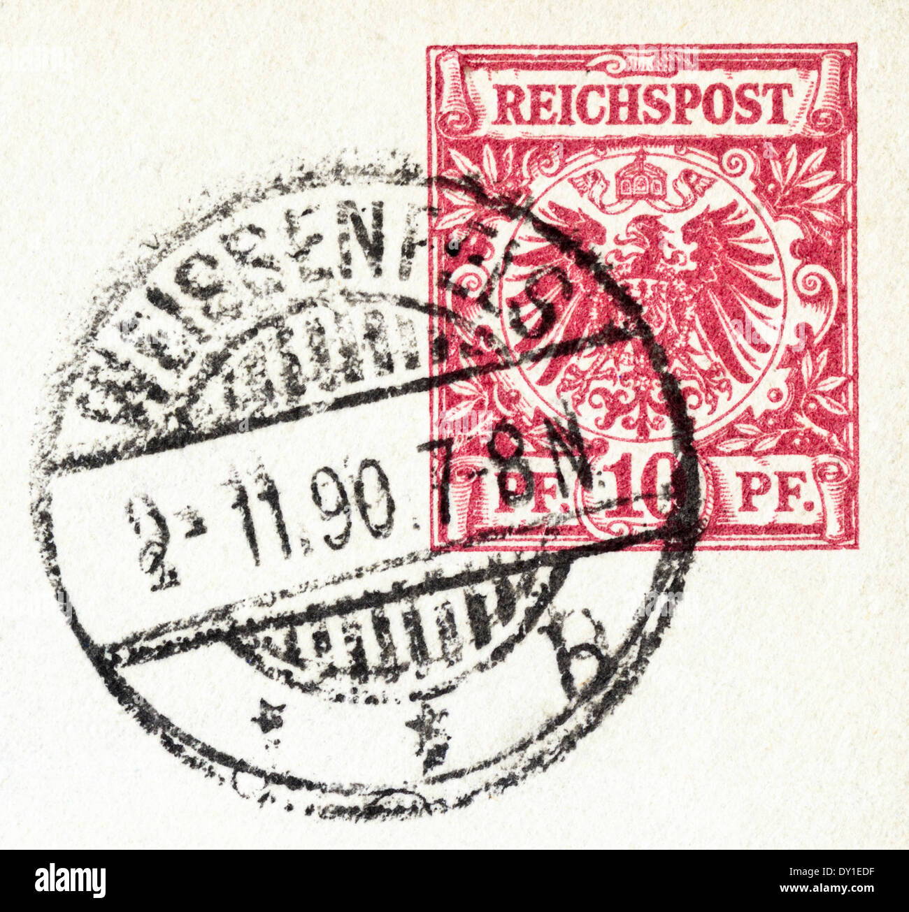 10pf lettre adressée en date du 2e novembre 1890 wrapper timbre Allemagne Reichpost Weissenfels Banque D'Images