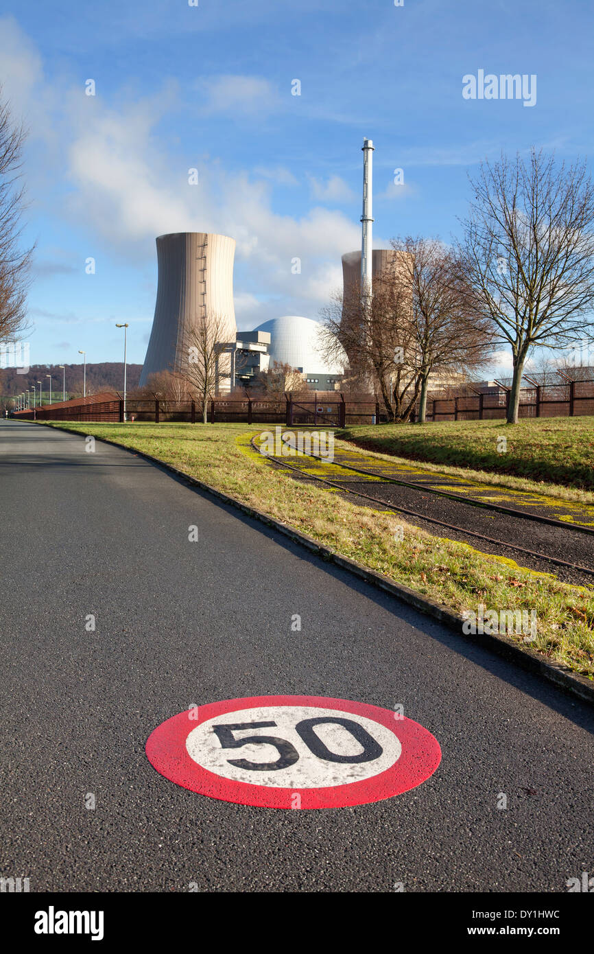 Grohnde centrale nucléaire, Emmerthal, Hameln, Basse-Saxe, Allemagne, Europe Banque D'Images