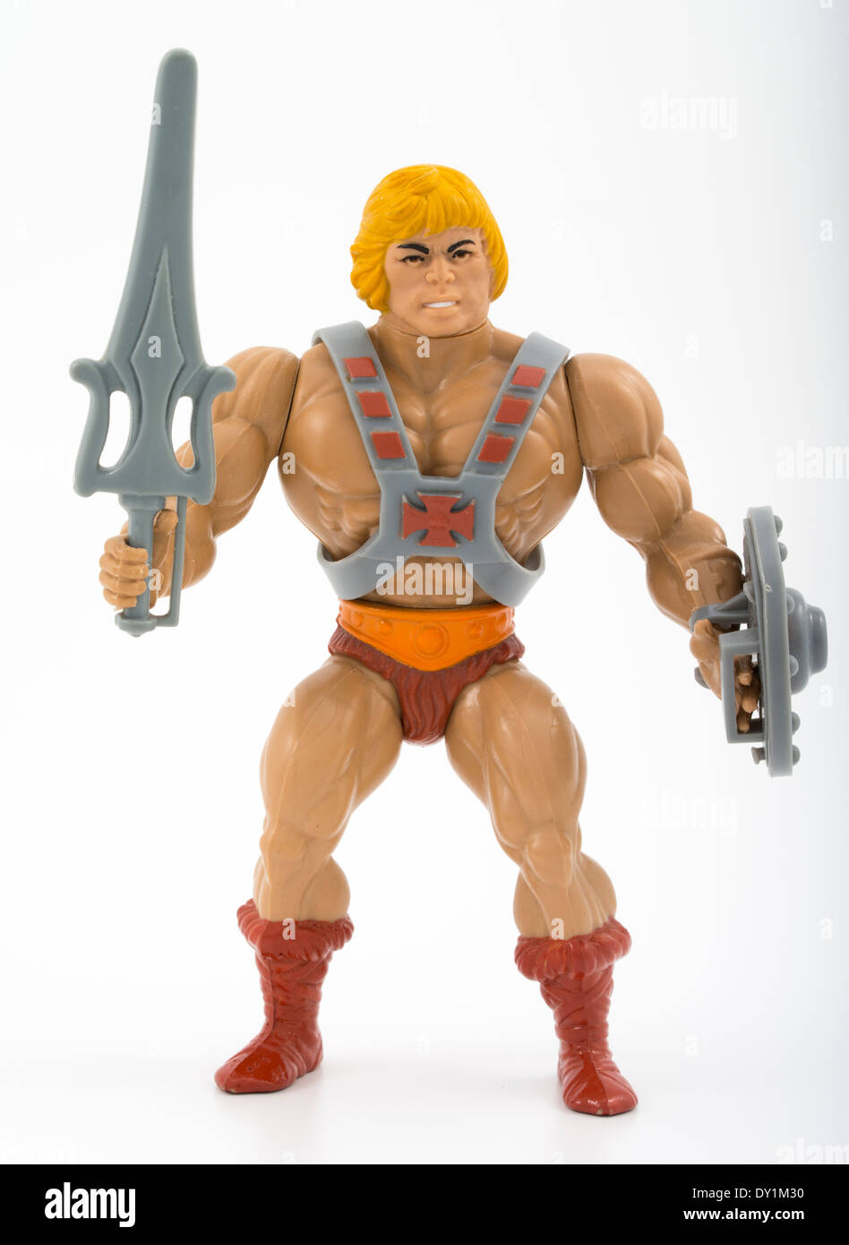 Chat et bataille He-Man Maîtres de l'univers des figurines de Mattel 1982 Banque D'Images