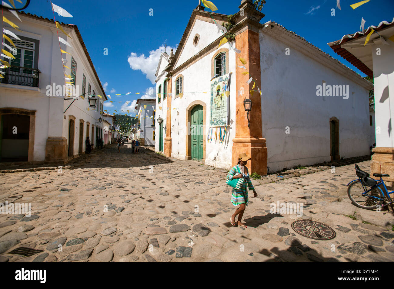 Paraty, ville coloniale, église de Nossa Senhora do Rosário e São Benedito dos Homens Pretos église, Rio de Janeiro, Brésil, Costa Verde Banque D'Images