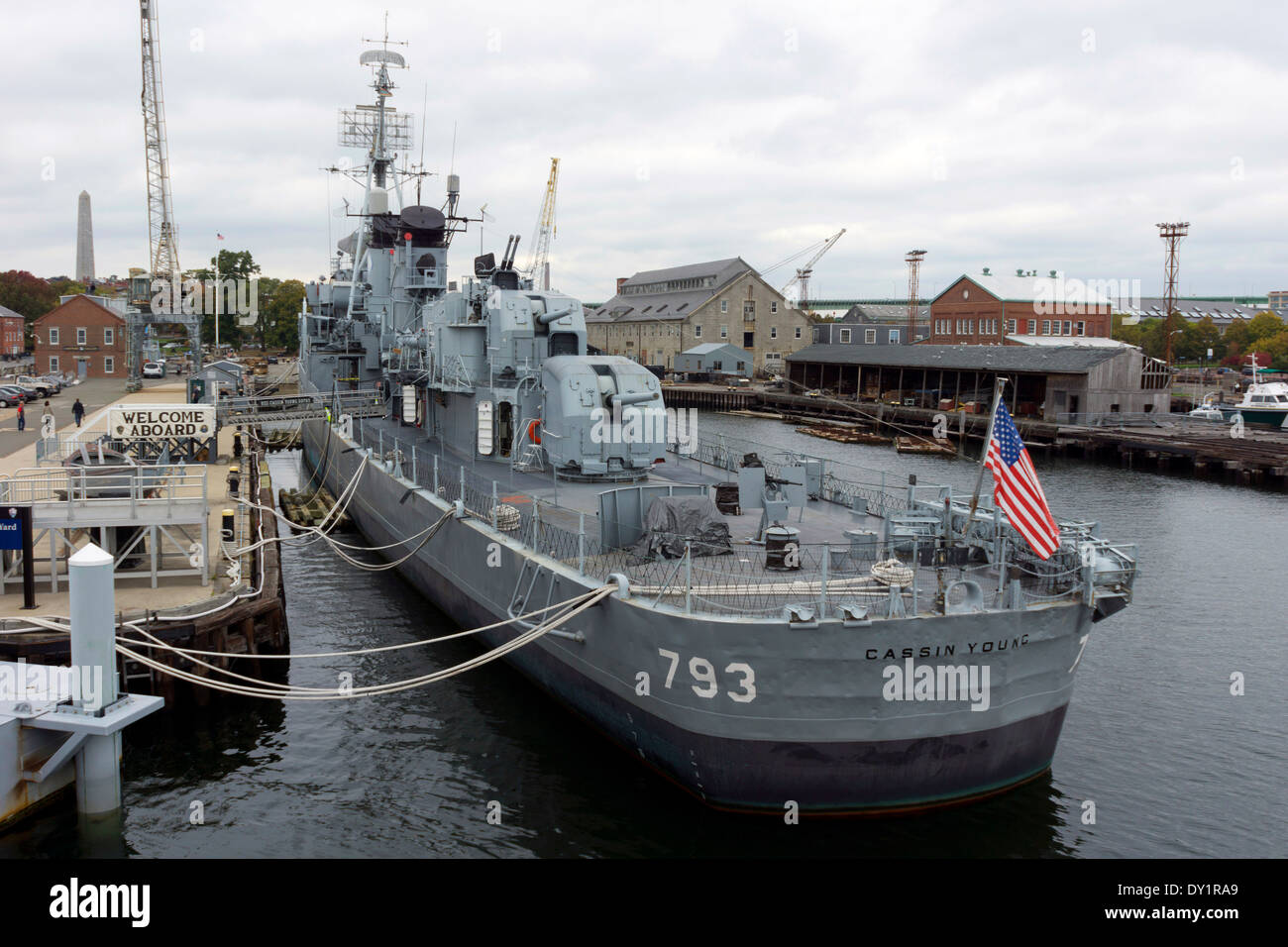 L'USS Cassin Young, Charlestown Navy Yard, Charlestown, Boston, Massachusetts, New England, USA Banque D'Images