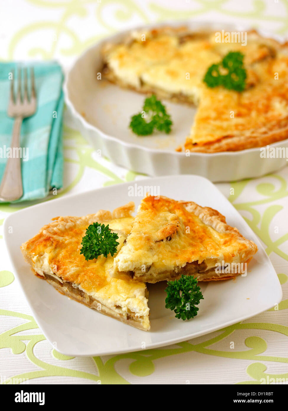 Tarte aux aubergines. Recette disponible. Banque D'Images