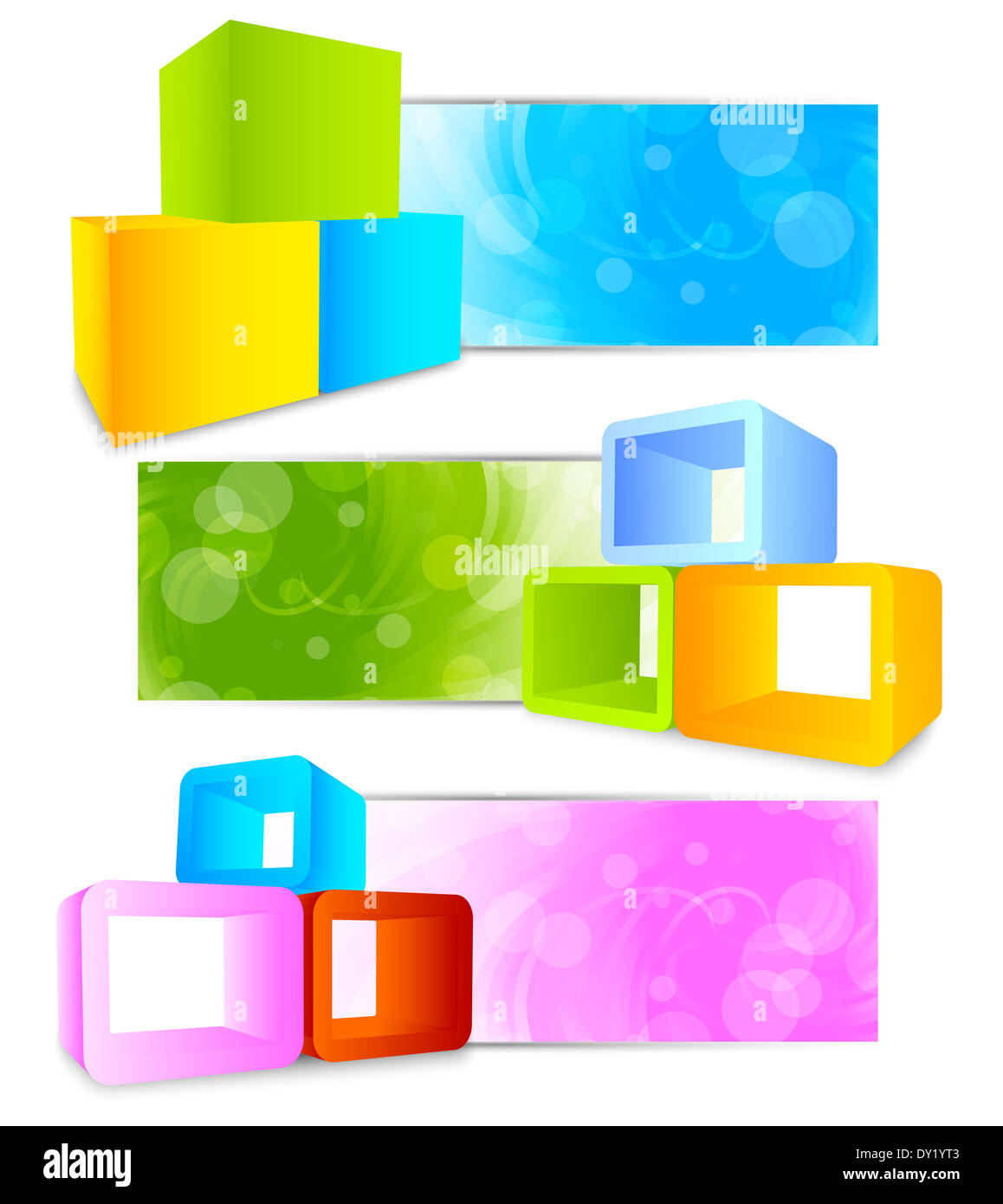 Ensemble de bannières de couleur avec l'élément 3d Banque D'Images