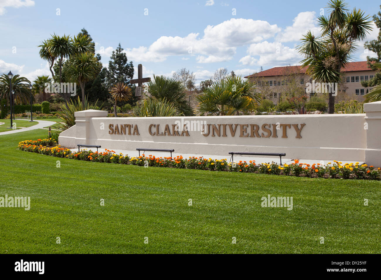 L'entrée principale monument à Santa Clara University. Banque D'Images