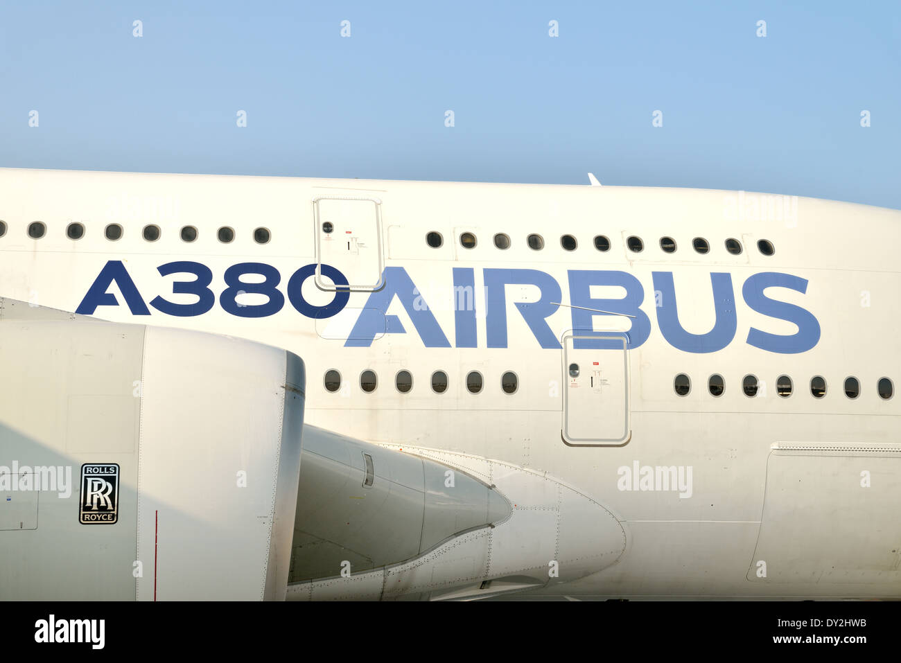 Détail d'un prototype de l'airbus A380 à fidae 2014 Banque D'Images
