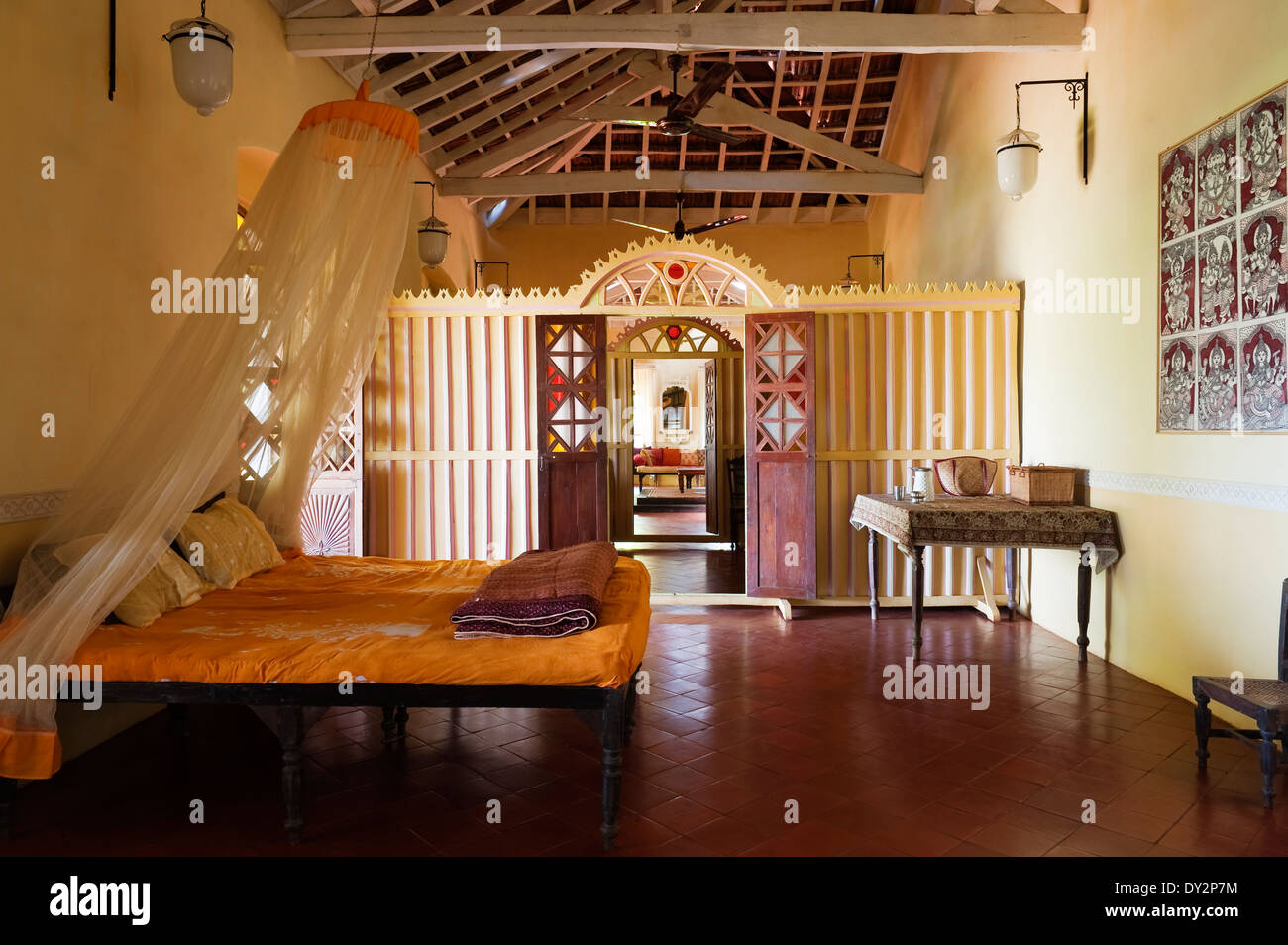 Chambre à coucher avec la partition de Goan accueil Banque D'Images