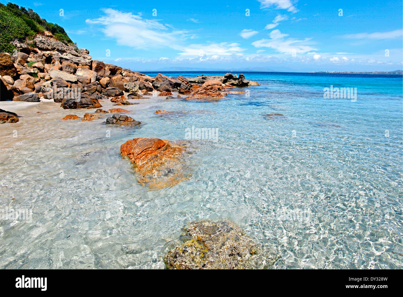 Paysage de la 'Beach' Girin et une eau de mer belle île San Pietro Sardaigne Italie Banque D'Images