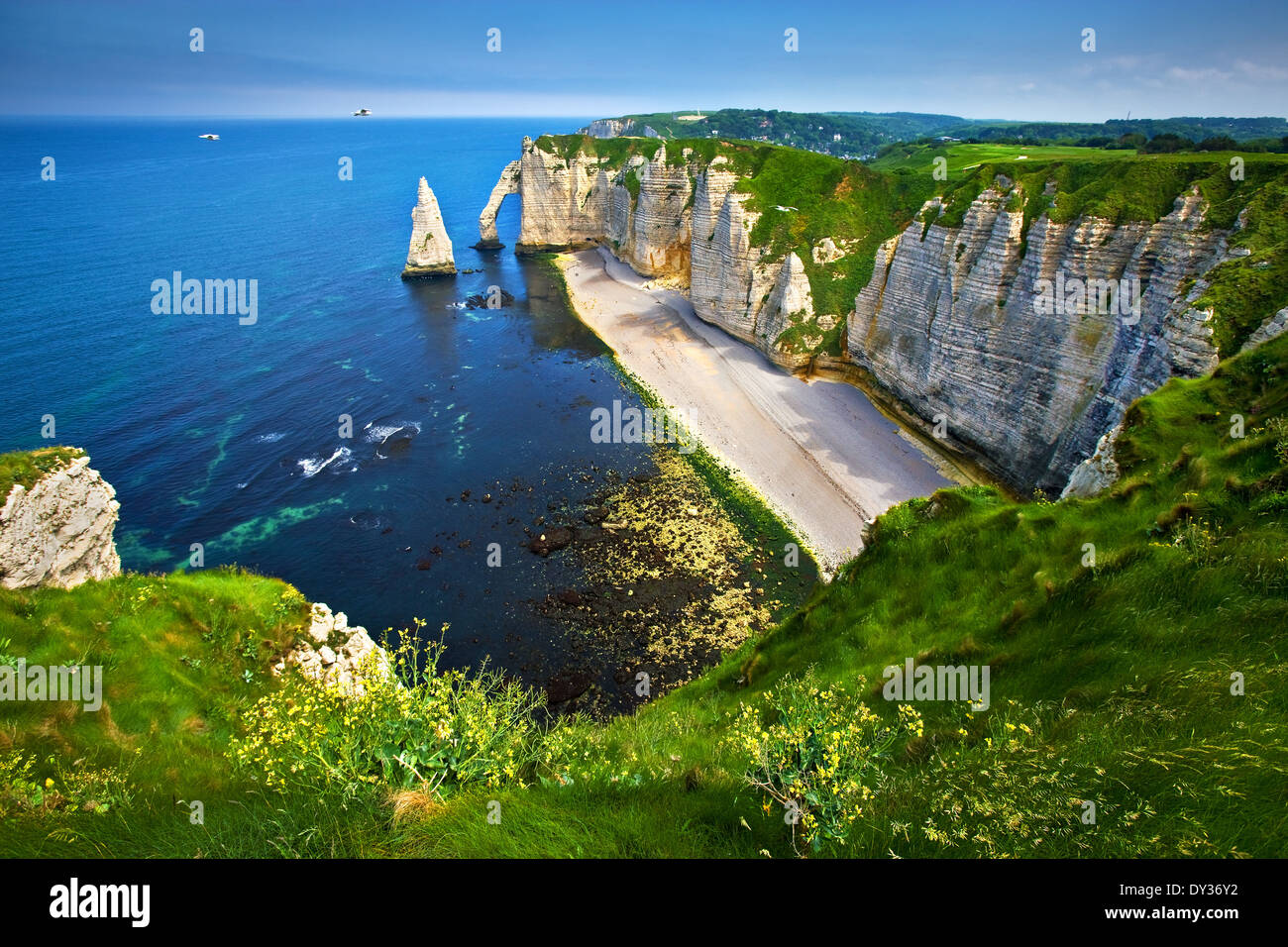 Les falaises d'Etretat sur la côte normande, France Banque D'Images