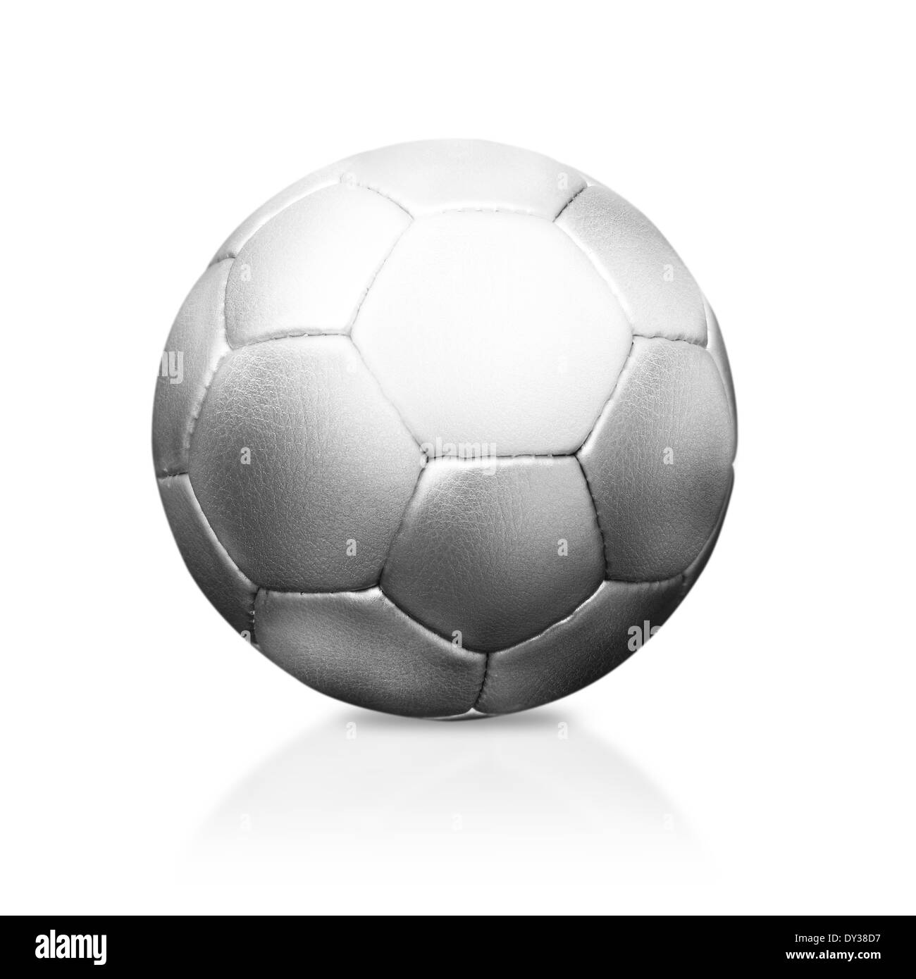 Ballon de soccer d'argent ou de football isolé sur blanc, (clipping chemin de travail inclus) Banque D'Images