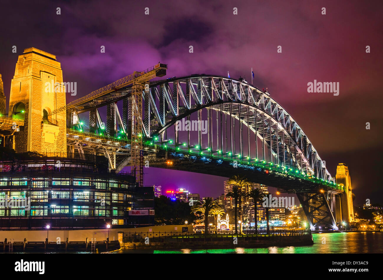 Sydney Harbour Bridge de nuit, de l'Australie Banque D'Images