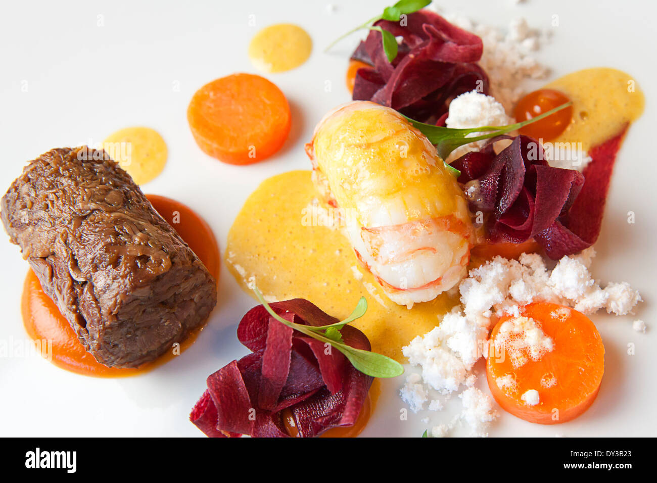 Surf n Turf gastronomique Banque D'Images