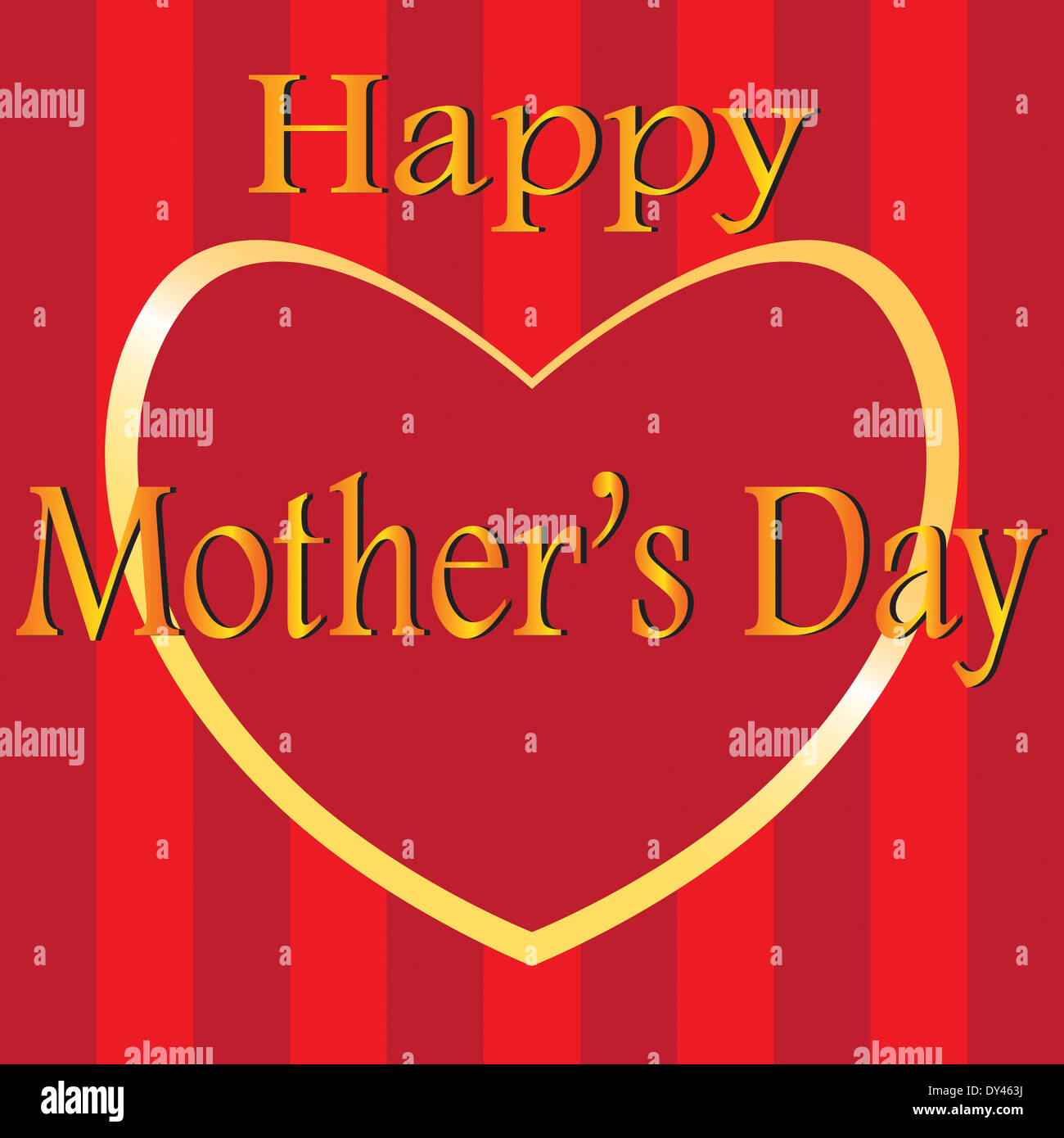 Happy Mothers Day Golden Heart Banque D'Images
