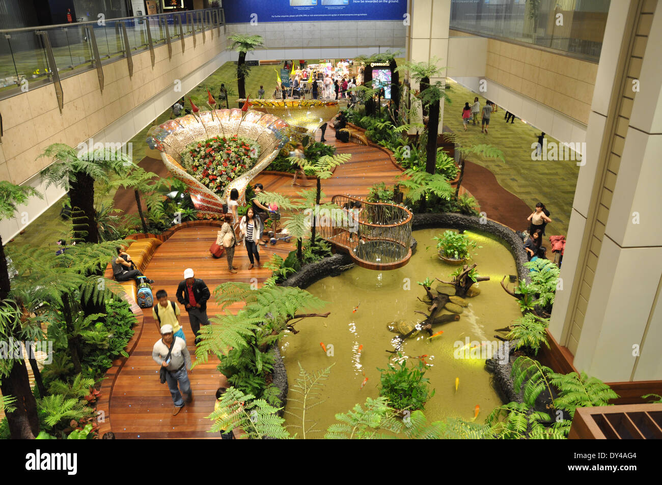 Un jardin à Changi Airport Terminal 2, Singapour Banque D'Images
