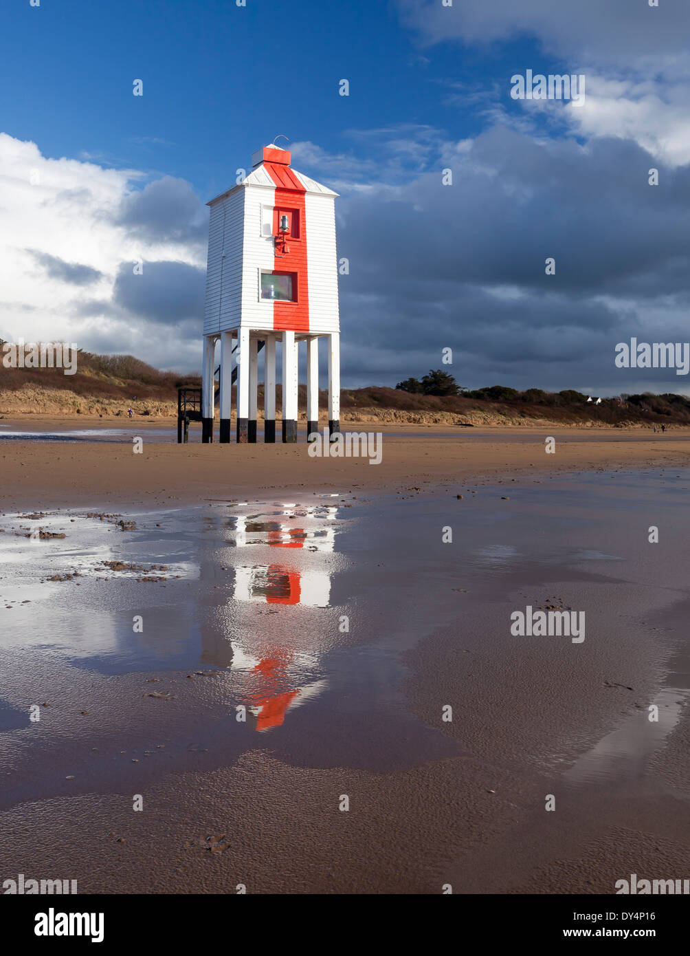 La basse en bois 1832 Phare à Burnham on Sea, Somerset England UK Europe Banque D'Images