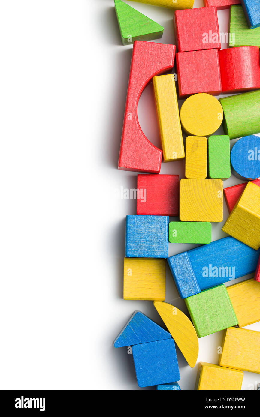 Blocs en bois sur fond blanc Banque D'Images