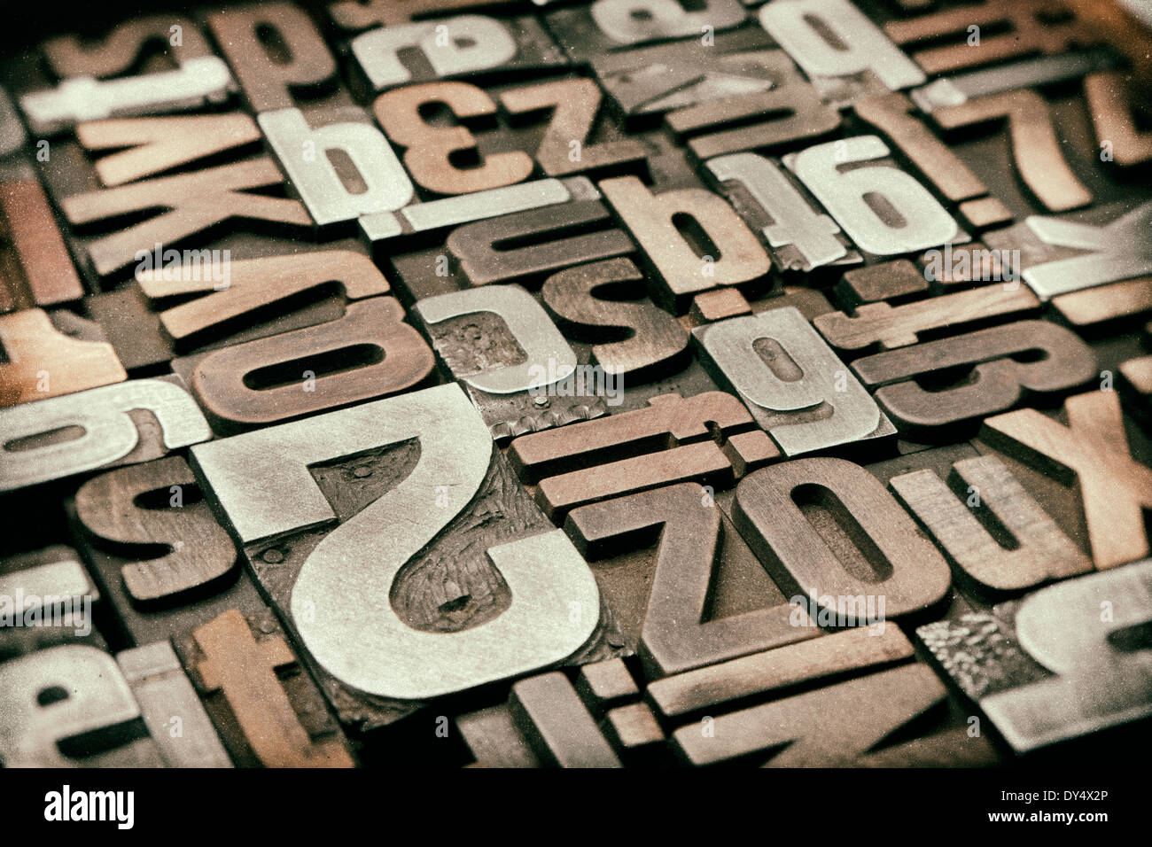 Arrière-plan de la typographie ancienne, blocs de traitement vintage Banque D'Images