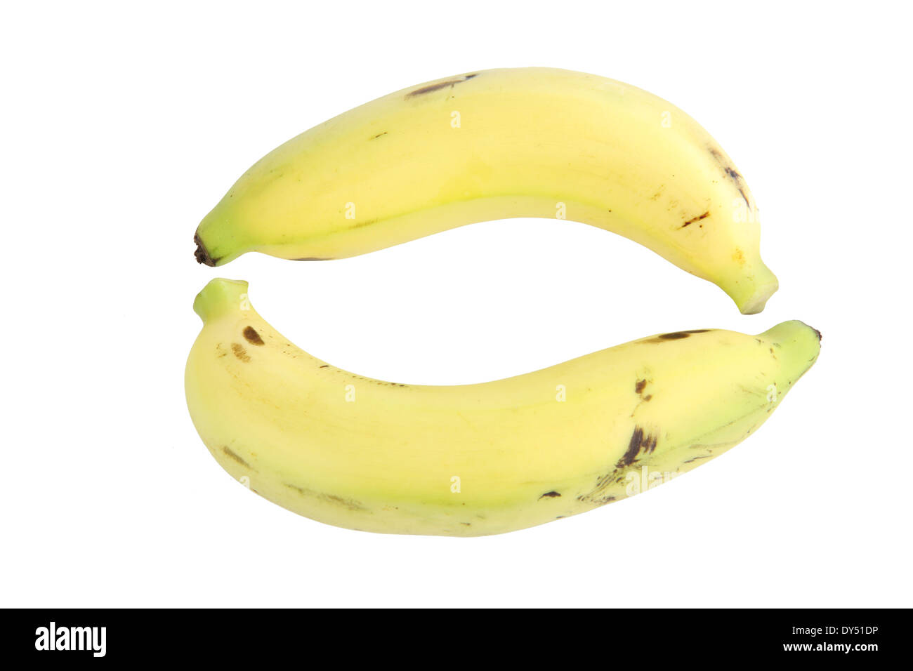 Banane mûre isolé sur fond blanc. Banque D'Images