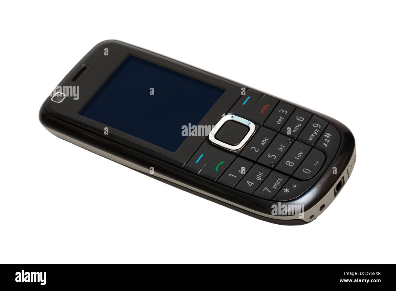 Téléphone mobile moderne sur un fond blanc Banque D'Images
