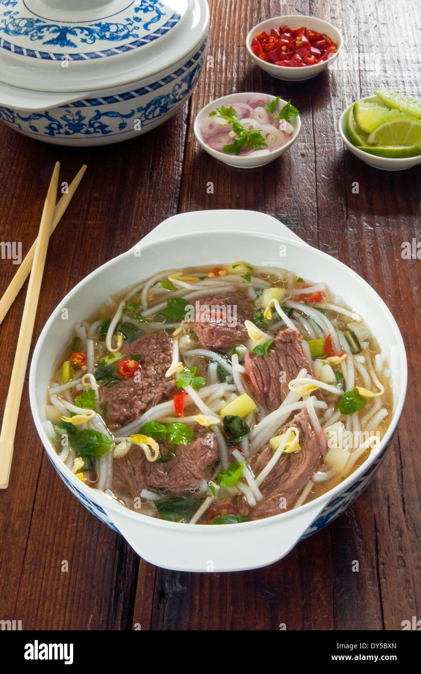 Pho vietnamien de bouillon de boeuf, le Vietnam, l'Asie Banque D'Images