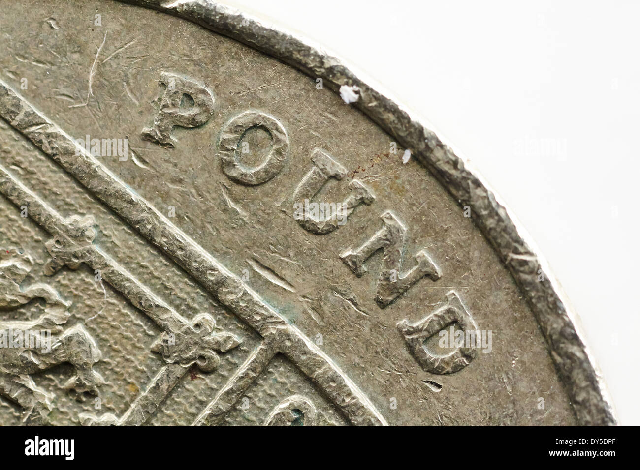 Pound coins, closeup détail. Banque D'Images