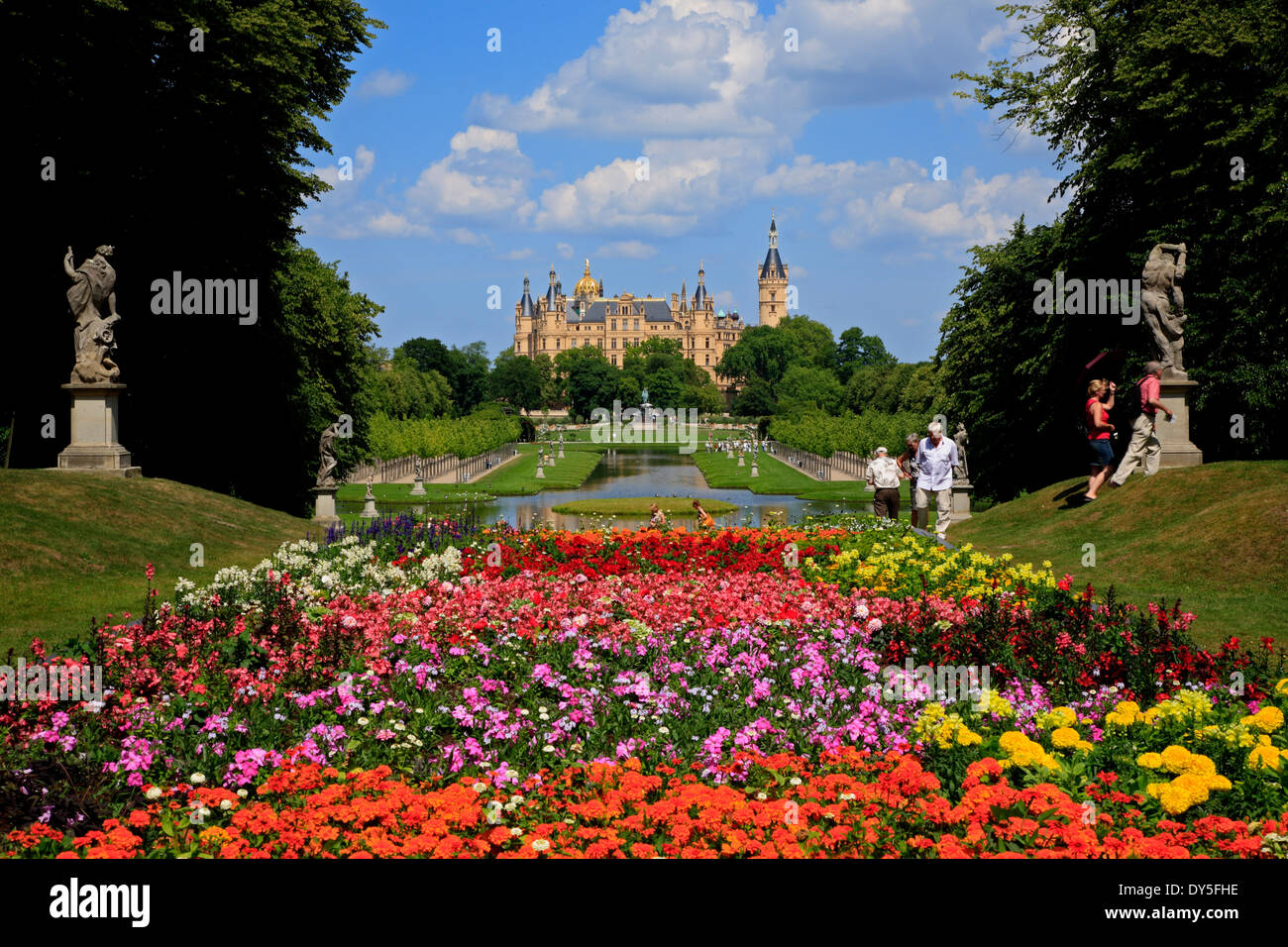 Le château de Schwerin et jardin, Schwerin, Mecklembourg Poméranie occidentale, l'Allemagne, de l'Europe Banque D'Images