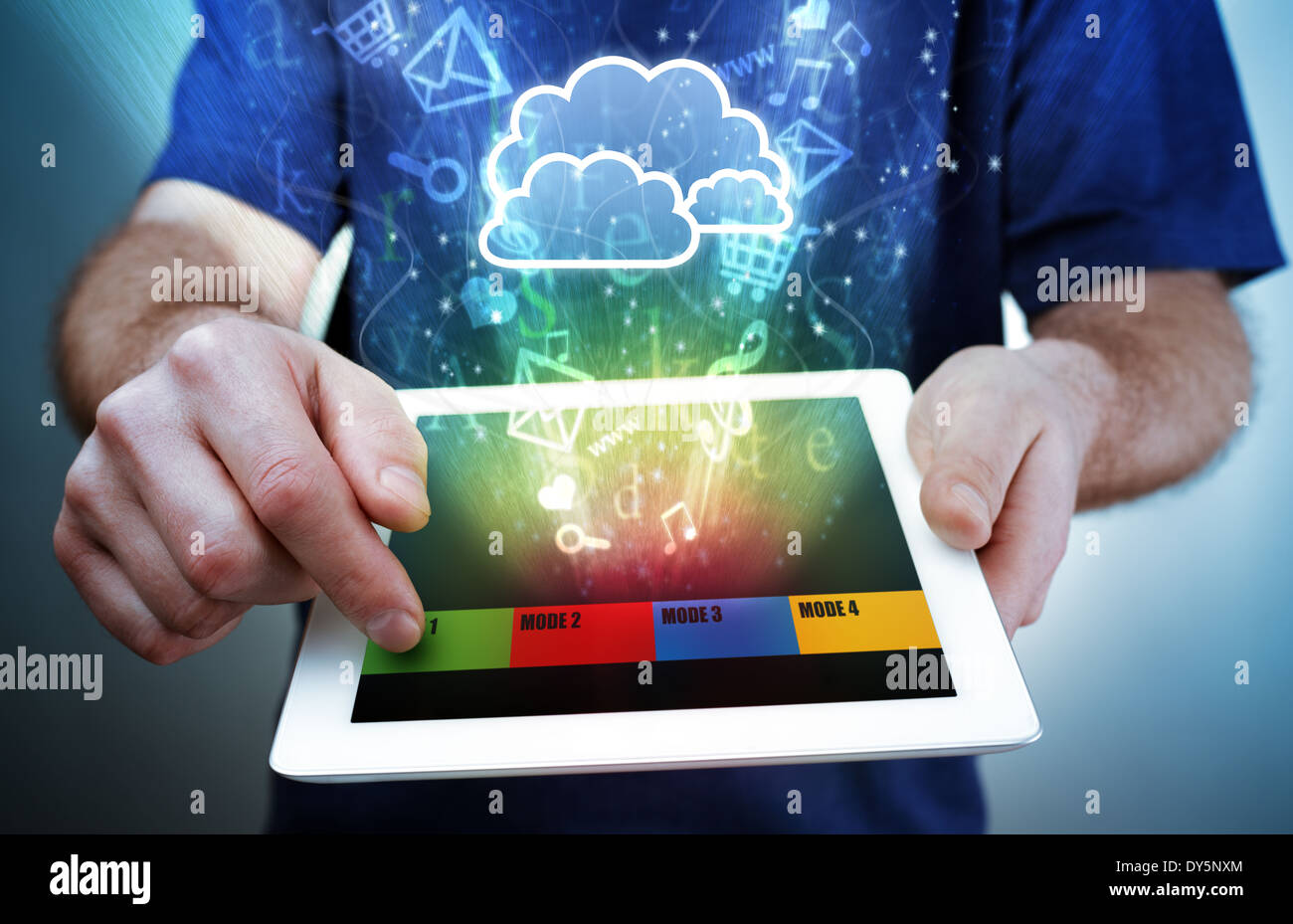 Tablette numérique, le multimédia et l'informatique en nuage Banque D'Images