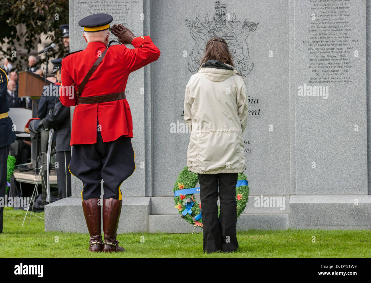 Les agents de police annuelle mars commémoratif en l'honneur des camarades morts-Victoria, Colombie-Britannique, Canada. Banque D'Images