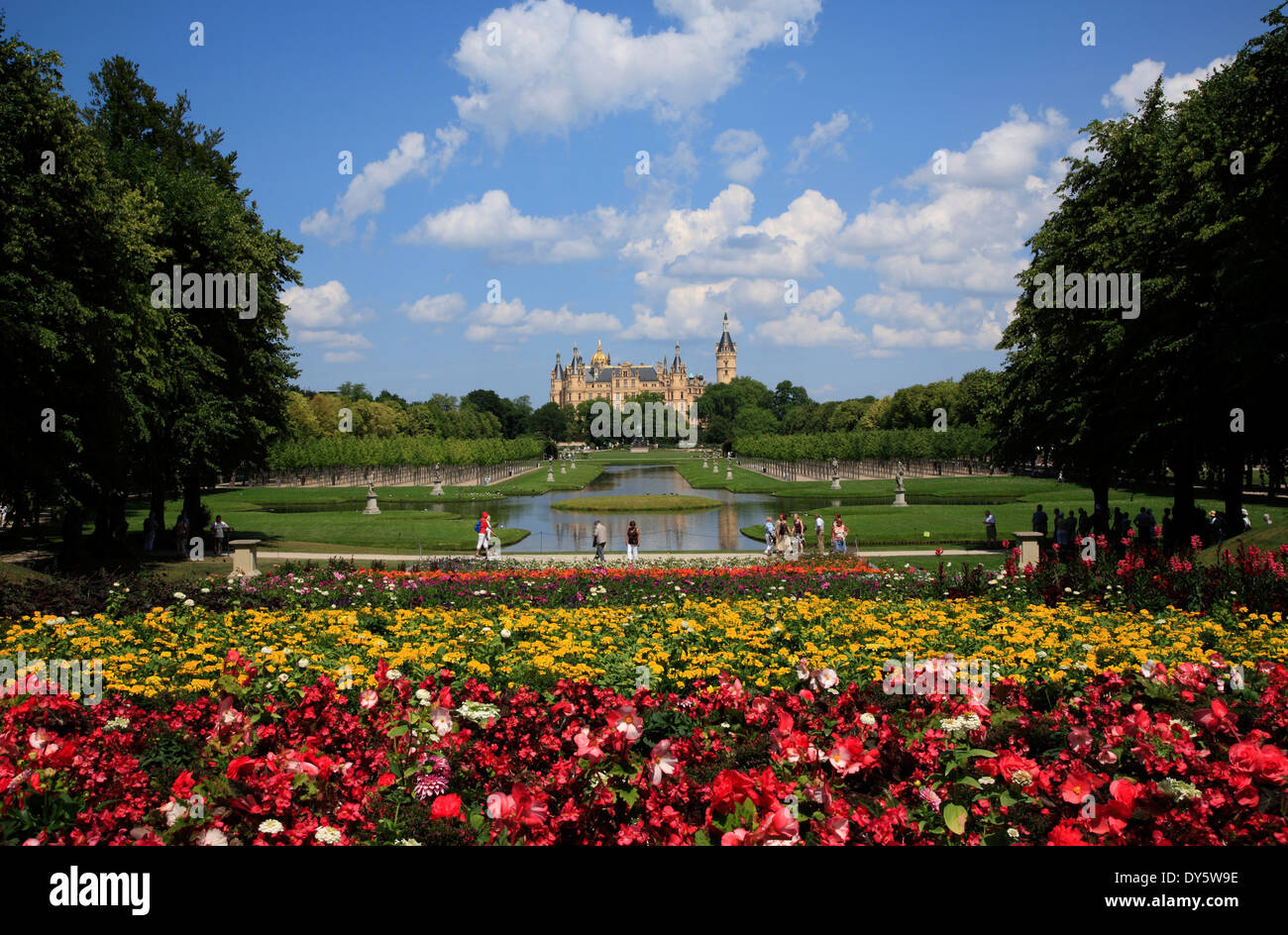 Le château de Schwerin et jardin, Schwerin, Mecklembourg Poméranie occidentale, l'Allemagne, de l'Europe Banque D'Images