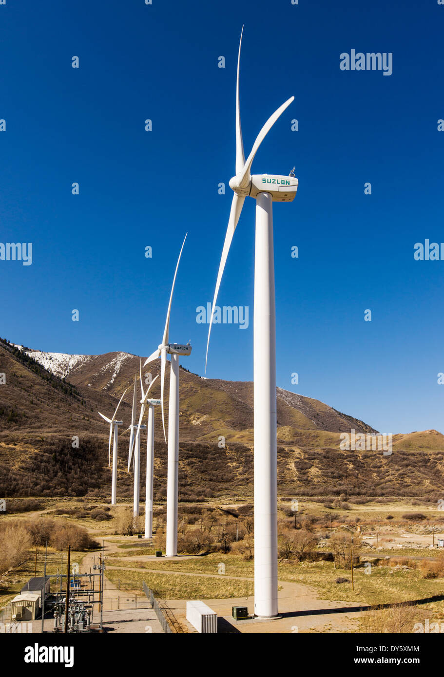 Éoliennes utilisées pour produire de l'électricité, de Spanish Fork, Utah, USA Banque D'Images