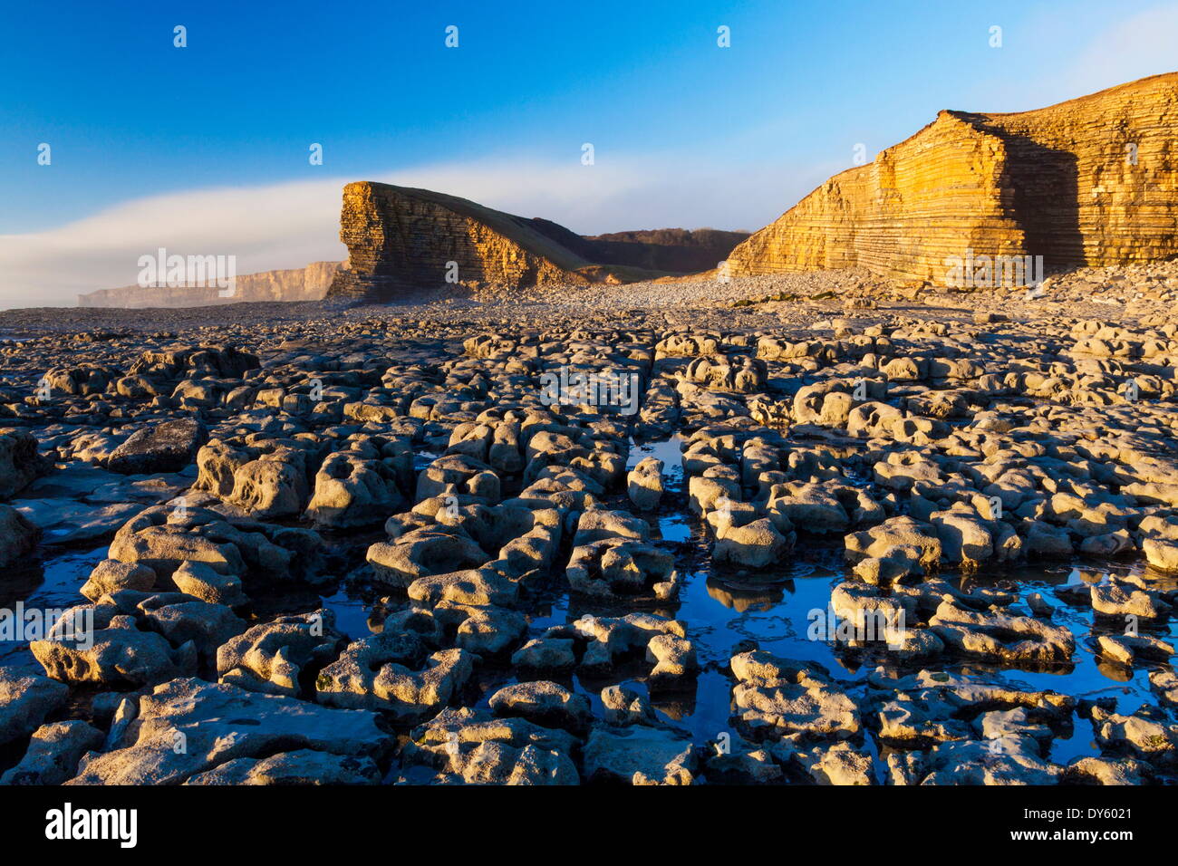 Nash Point, la côte du Glamorgan, Pays de Galles, Royaume-Uni, Europe Banque D'Images
