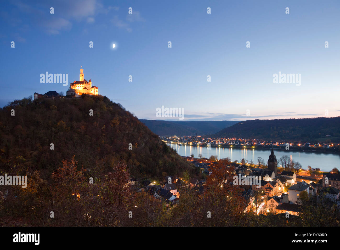 Forteresse de marksburg, près de Kobern-gondorf, Rhin, Rhénanie-Palatinat, Allemagne Banque D'Images