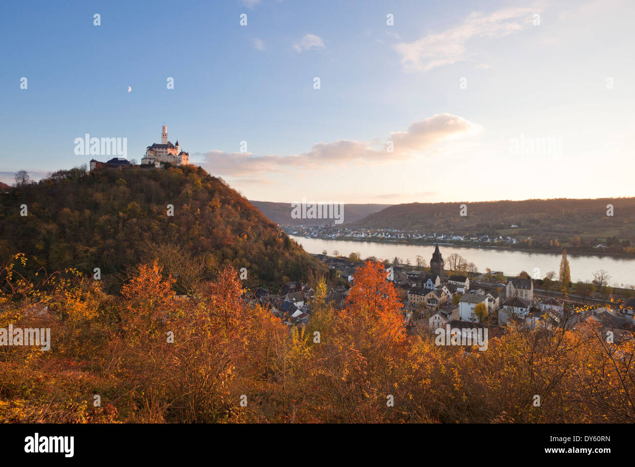 Forteresse de marksburg, près de Kobern-gondorf, Rhin, Rhénanie-Palatinat, Allemagne Banque D'Images
