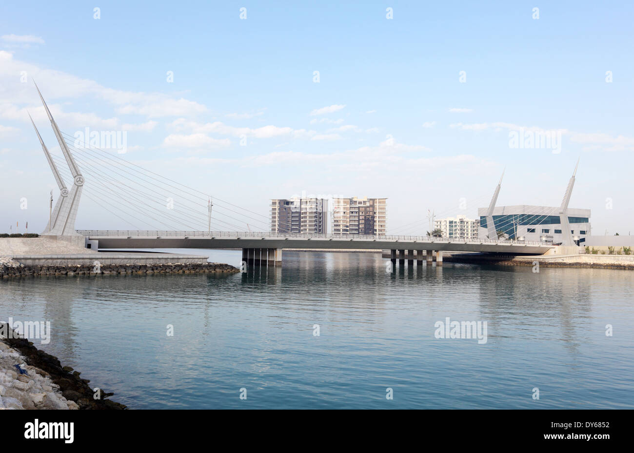 Pont de la marina du port financier à Manama, Bahreïn, Moyen-Orient Banque D'Images