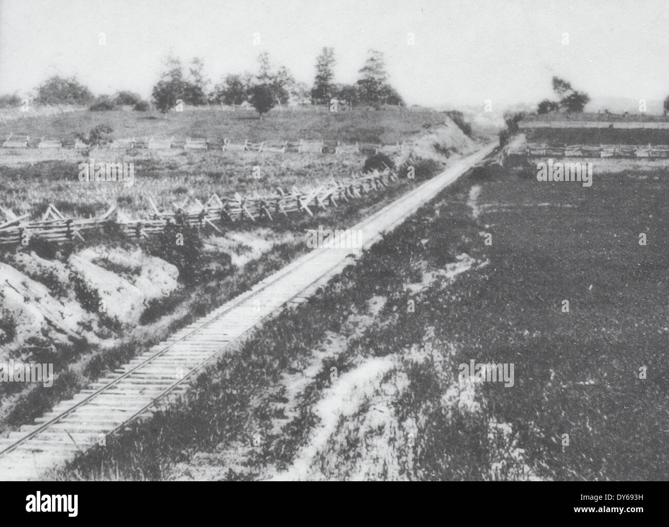 Railroad coupé à Gettysburg, avant la bataille. Guerre civile USA Banque D'Images