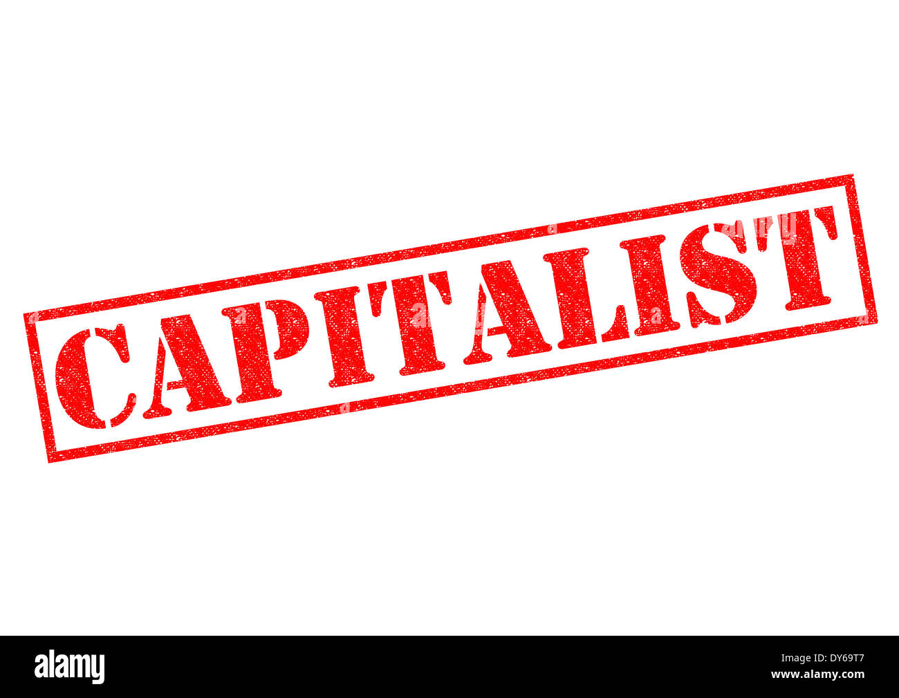 Timbres en caoutchouc rouge capitaliste sur un fond blanc. Banque D'Images