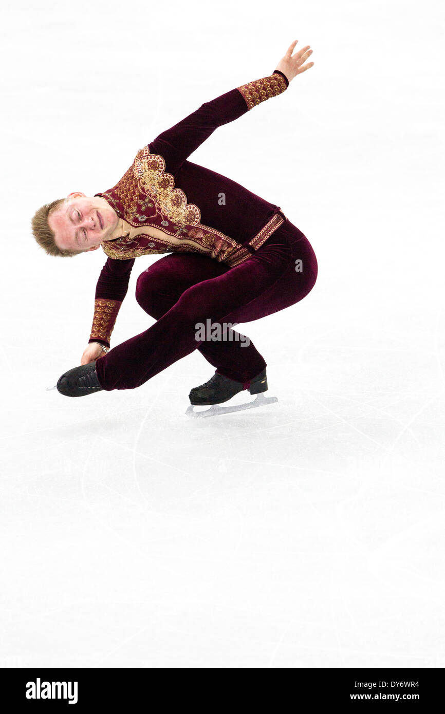 Alexander Majorov (SWE) en compétition dans l'épreuve du programme court de patinage artistique aux Jeux Olympiques d'hiver de Sotchi en 2014, Banque D'Images