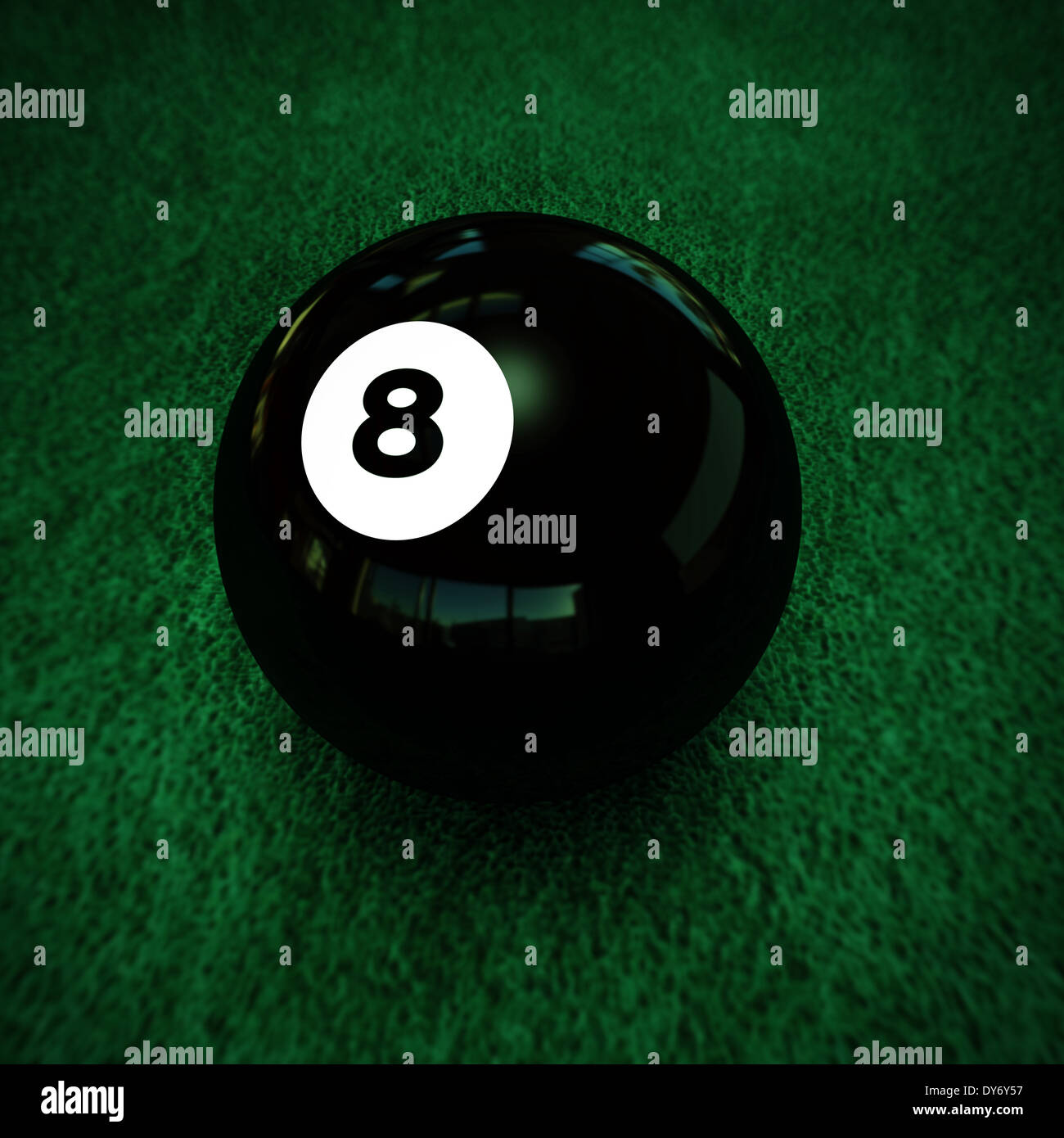 Ball Pool numéro huit sur la table verte Banque D'Images