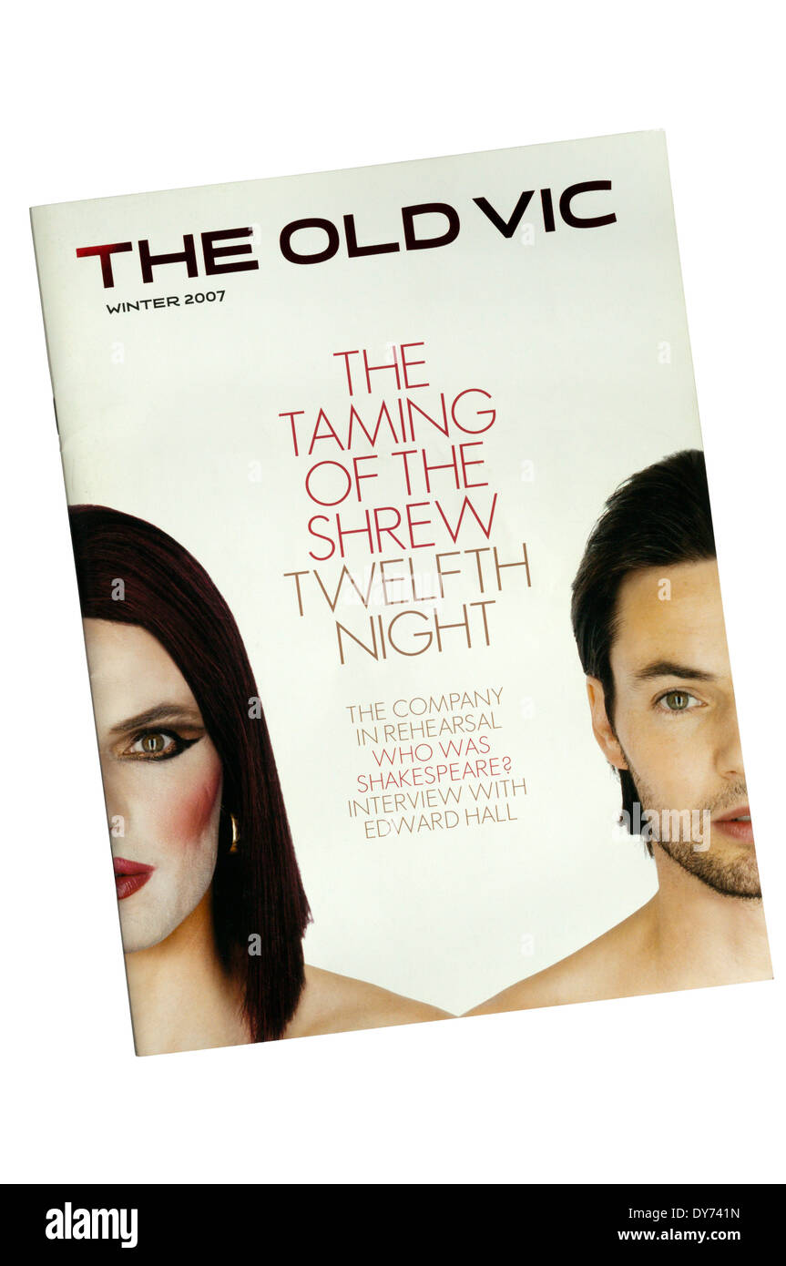Pour le programme 2007 programme double de la mégère apprivoisée et Twelfth Night de William Shakespeare à l'Old Vic. Banque D'Images