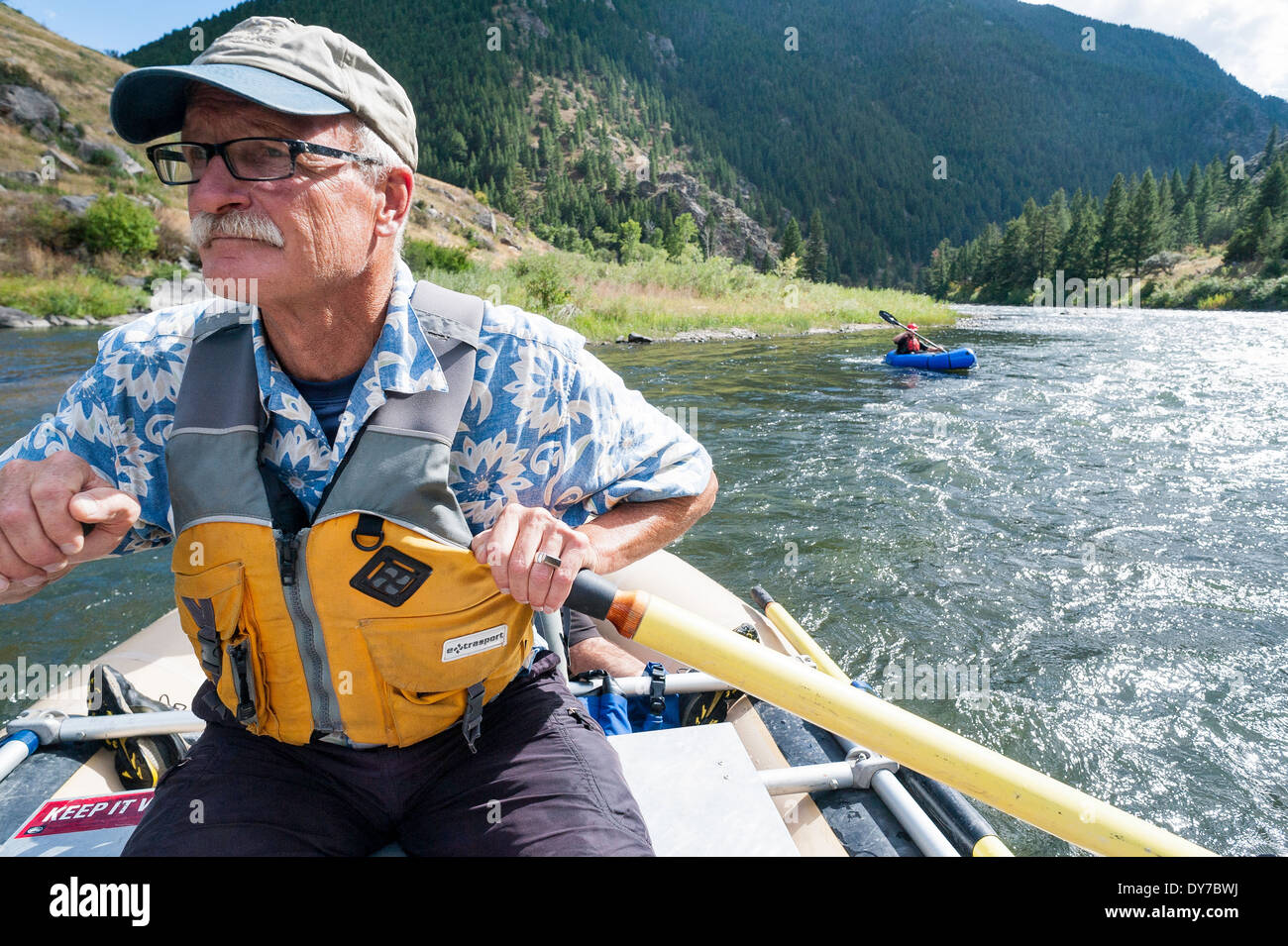 Projet pilote et auteur Alan Kesselheim, piège à ours Canyon, Madison River, Ennis, Montana. Banque D'Images