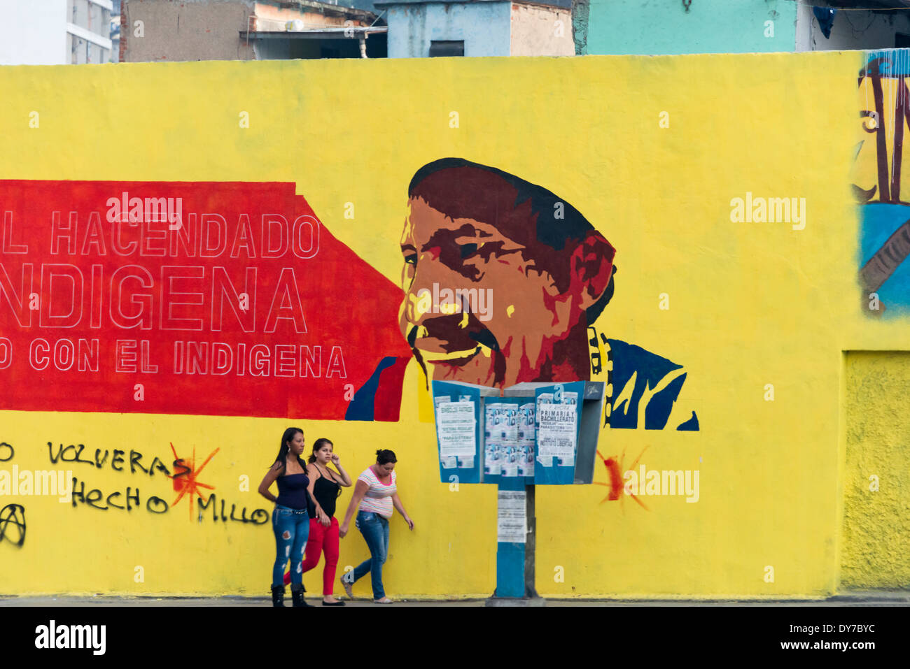 Poster d'Hugo Chavez sur la rue, Caracas, Venezuela Banque D'Images