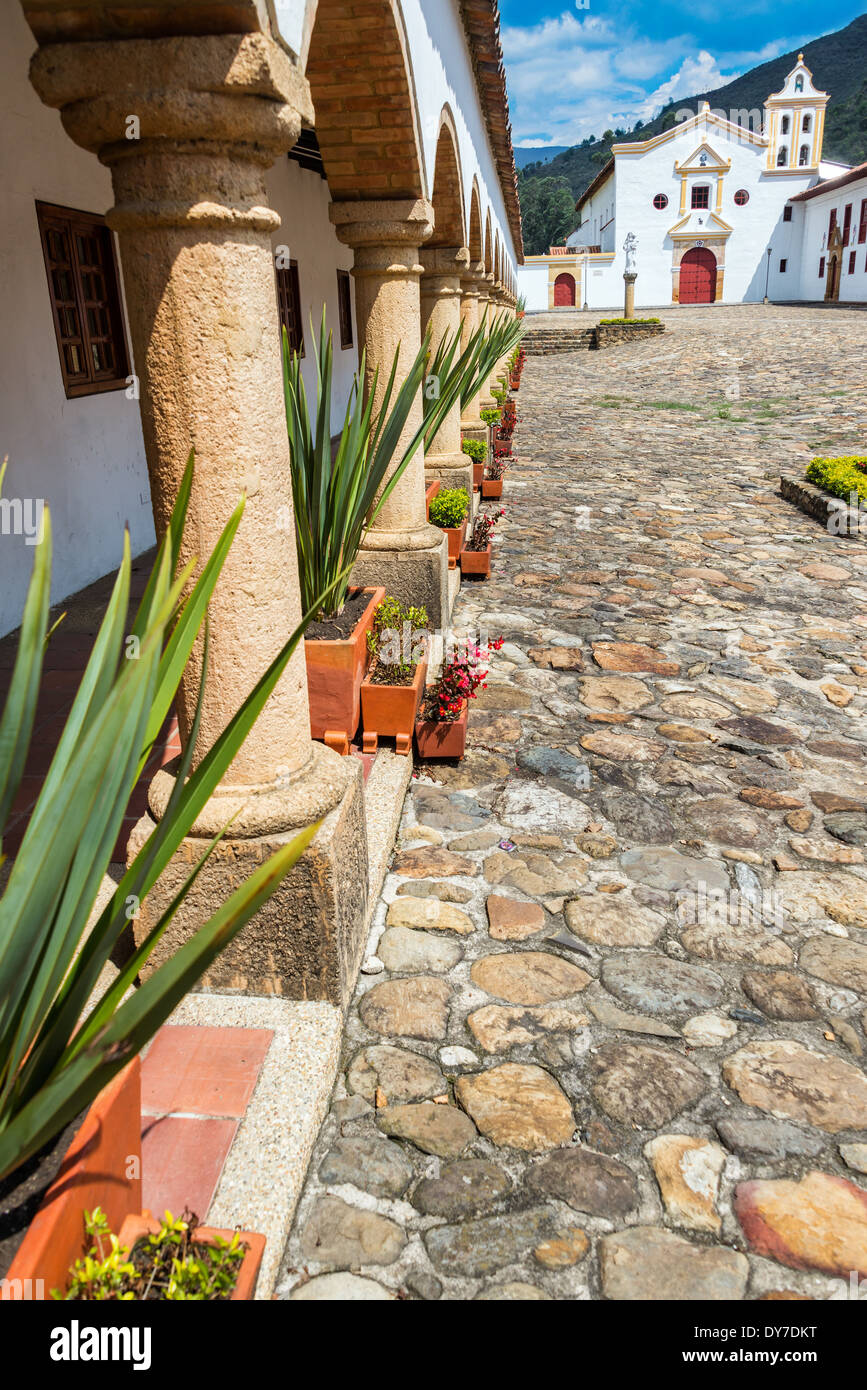 La Candelaria Monastère et cour près de Villa de Leyva, Colombie Banque D'Images
