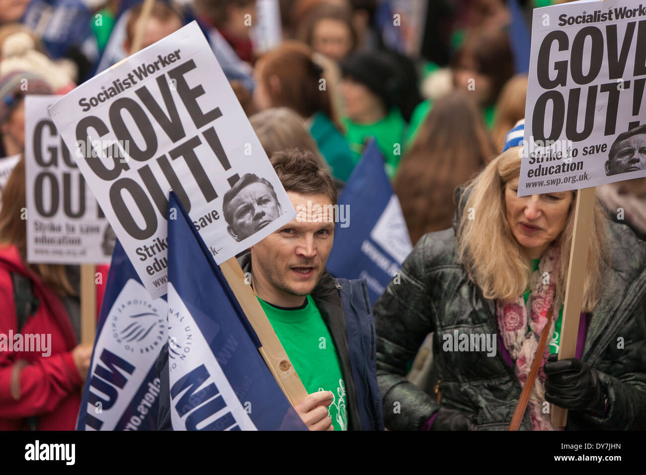 MANCHESTER, Angleterre. Stade les enseignants à une journée de grève. Banque D'Images