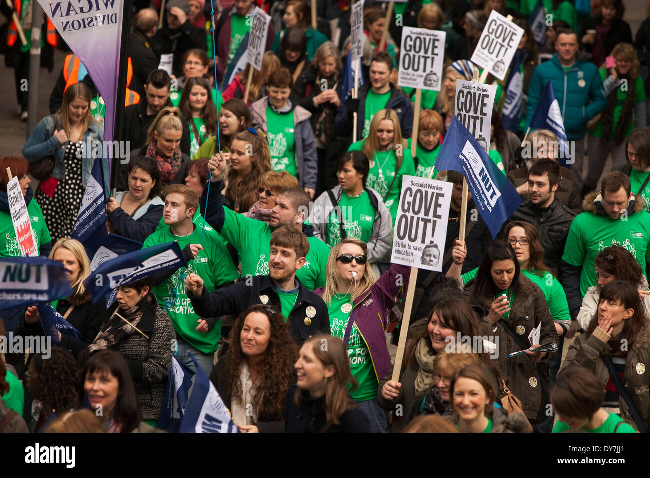 MANCHESTER, Angleterre. Stade les enseignants à une journée de grève. Banque D'Images